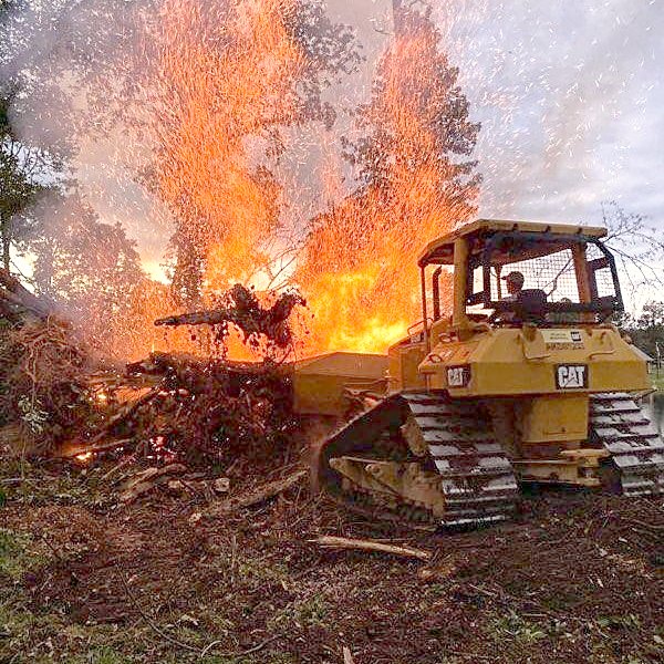 Brush burn on a land clearing job